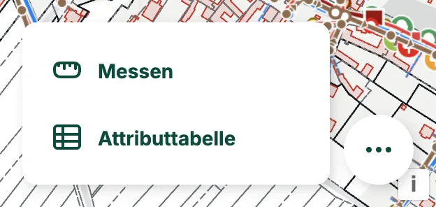Drei-Punkte-Menü rechts unten mit Messen und Attributtabelle
