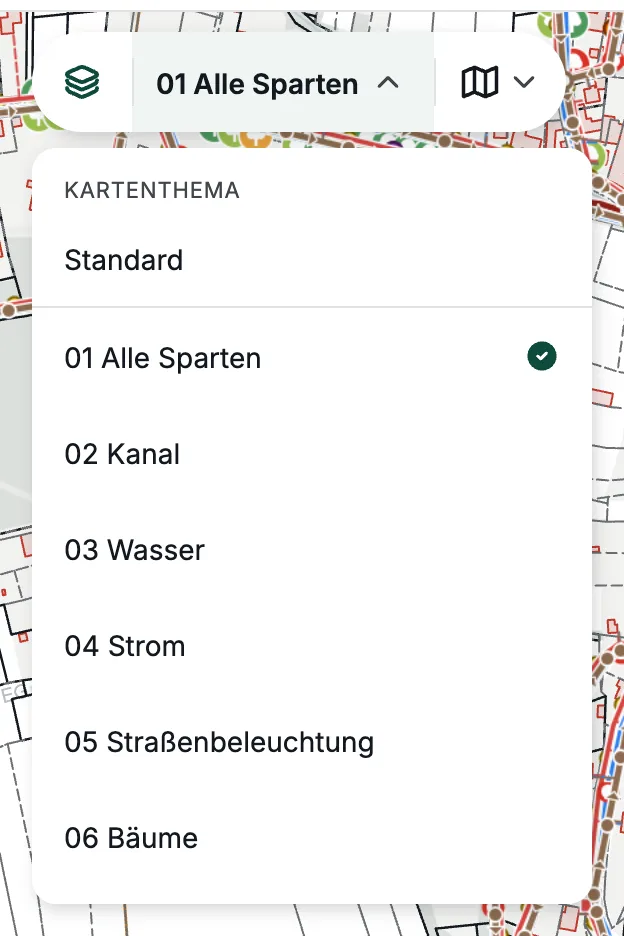 Auswahl der Kartenthemen in der Kapsel